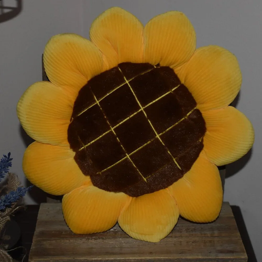 Summer Cottagecore Yellow Sunflower Small Plush Cushion Pillow Farmhouse Decor